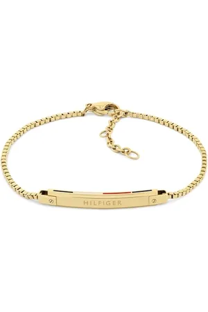 Tommy Hilfiger Jewelry Halskette mit Anhänger, Gliederarmband und Ohränger für Damen aus Gelbgoldene Edelstahl