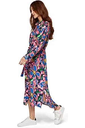 Mavi Damen Printed Long Dress Kleid, , M/
