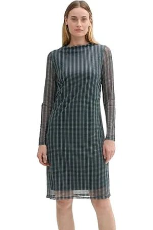 TOM TAILOR Damen Mesh Kleid mit transparenten Ärmeln, , 40