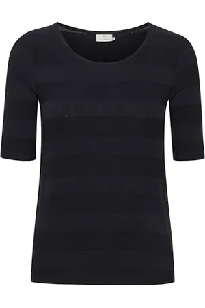 Kaffe Damen halber Länge, gestreift, Jersey, Rundhalsausschnitt, Slim Fit T-Shirt, , M