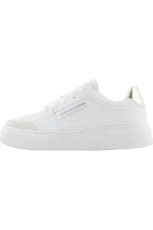 Armani Exchange Damen Kurt, Milano Edition, Detail Sneaker, Op. White+ Gold, 35.5 EU