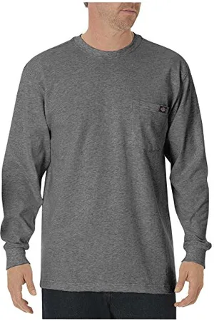 Dickies Big and Tall Herren Langarm Schwergewichts Rundhals-Shirt, Meliert, grau, L