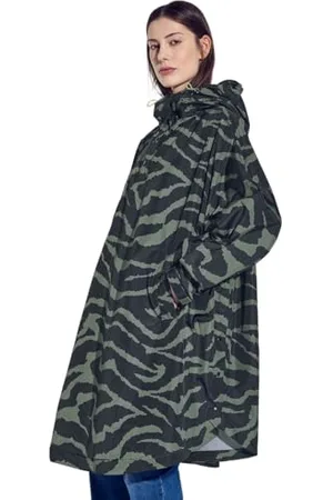 Street one Damen A202078 Kapuzen-Poncho mit Print, Black, A