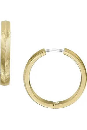 Fossil Creolen-Ohrringe Harlow für Damen Linear Texture Edelstahl goldfarben, JF04537710