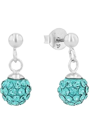 Amor Ohrhänger 925 Sterling Silber Mädchen Kinder Ohrschmuck, mit Kristallglas, 1,4 cm, , Kommt in Schmuck Geschenk Box, 2021269