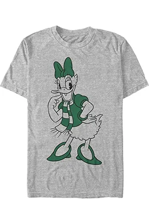 Disney Unisex Mickey Classic Pine Green Daisy Organic Short Sleeve T-shirt, Melange Grey, XXL