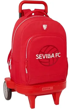 Safta Sevilla FC Großer Rucksack mit Rädern, kompakt, abnehmbar, ideal für Kinder verschiedener Altersgruppen, bequem und vielseitig, Qualität und Widerstandsfähigkeit, 33 x 22 x 45 cm, ,
