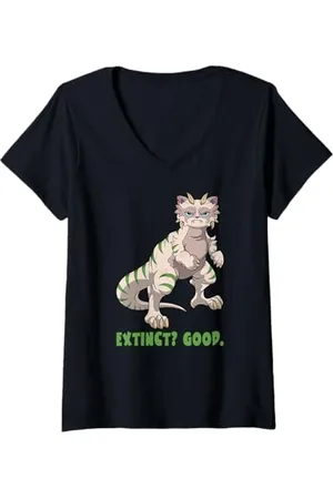 Grumpy Cat Damen Dinosaurier - Ausgestorben? Gut. T-Shirt mit V-Ausschnitt