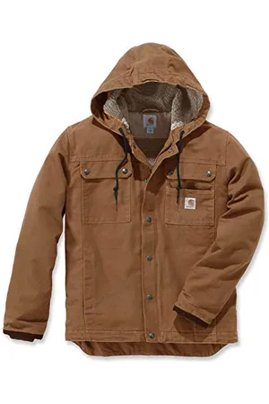 Carhartt Herren, Lockere Arbeitsjacke aus ausgewaschenem Segelleinen mit Sherpa-Futter, ® Braun, L