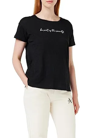 Armani Exchange Damen Sustainable, Boyfriend Fit, Printed Quote T-Shirt, , L EU