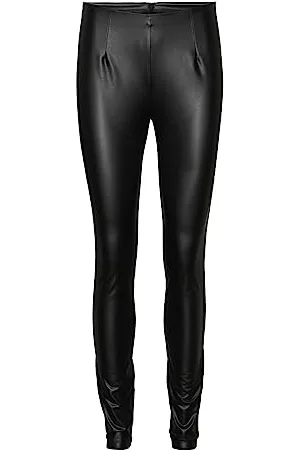 Noisy May Damen Kunstleder Slim Fit Hose High Waist Leggings PU Coated Pants NMALOHA, Farben: -2, Größe:XS