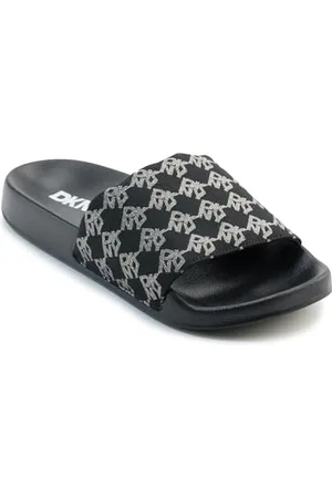 DKNY Damen Zella-Flat Slide Sandal, Black/Silver, 36 EU