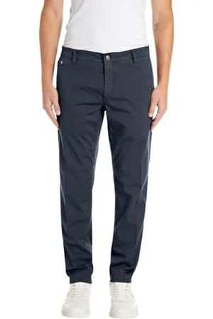 Replay Herren Chino Benni Regular-Fit mit Stretch, Blau , 32W / 32L