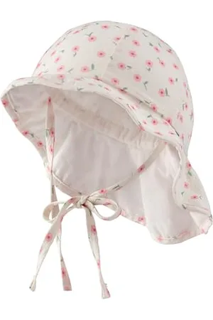 Sterntaler Sonnenhut Blümchen - Mädchen Sommerhut mit Futter Batist (Bio) - UV-Schutz 50+ Mütze mit Größenregulierung - Nackenschutz - Bindebänder - Baby Kinder Kopfbedeckung - , Größe 47