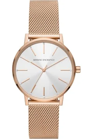 Armani Exchange Uhr für Frauen , Dreizeigerwerk, 36mm Rose Gold Edelstahlgehäuse mit einem Edelstahlarmband, AX5573