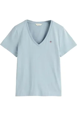 GANT Damen REG Shield SS V-Neck T-Shirt, , Large