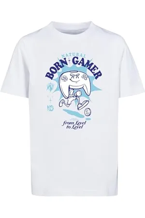 Mister Tee Unisex Kids MTK255-Kids Natural Born Gamer Vintage Tee T-Shirt, White, 158/164