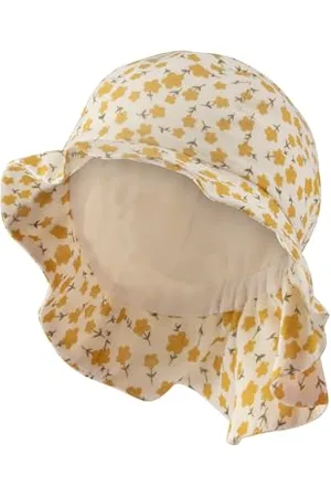 Sterntaler Sonnenhut Blumen - Mädchen Sommerhut mit Futter aus Batist (Bio) - Fischerhut mit Nackenschutz - Baby und Kinder Kopfbedeckung - , Größe 43