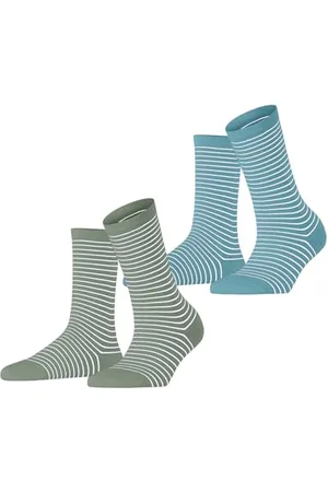 ESPRIT Damen Socken Fine Line Multipack W So Baumwolle gemustert 2 Paar, , 35-38