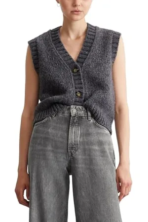 Marc O’ Polo Marc OߴPolo Denim Damen Cardigan aus Woll-Mix ärmellos, Grau , M