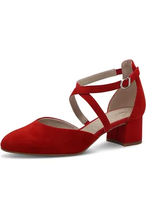 Tamaris Comfort Damen Pumps aus Leder mit Klettverschluss, Rot , 36 EU
