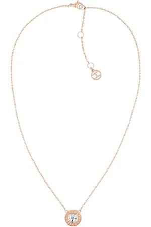 Tommy Hilfiger Jewelry Halskette mit Anhänger für Damen aus Edelstahl verziert mit einem Kristall - Erhältlich aus Rotgold oder Silber