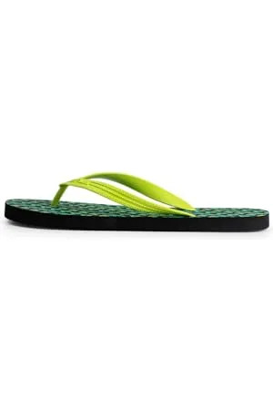 Fila Herren Troy Logo Slipper Flip-Flop, Black-Acid Lime, 45 EU