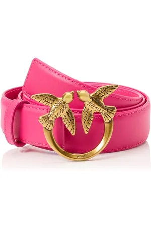 Pinko Damen Love Berry H3 Belt Kalbsleder Seide Gürtel, N17q_pink Antique Gold, L