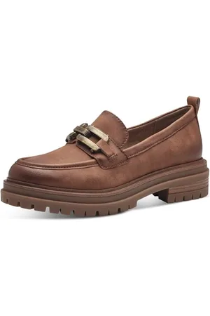 QS by s.Oliver Damen Loafer ohne Absatz Vegan Elegant, Braun , 39 EU