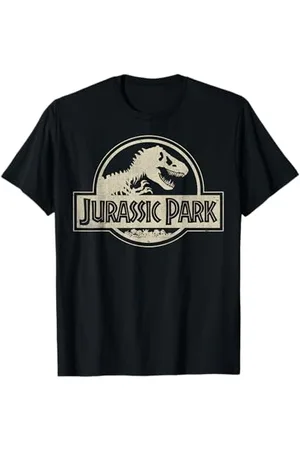Jurassic Park Distressed Beige Flat Fossil Logo T-Shirt