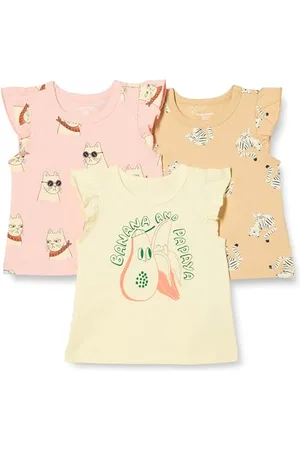 Amazon Mädchen Ärmelloses Rüschen-T-Shirt, 3er-Pack, , 2 Jahre