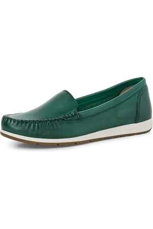 Marco Tozzi Damen Mokassins aus Leder Runde Spitze, (Green), 36 EU