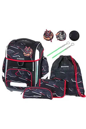 Schneiders 78395-080 - Schulranzen Ergolite , 9-teiliges Set mit Schultasche, Federmäppchen, Schlamper, Sportbeutel, 3 Klett-Motiven und 2 Leuchtstäben