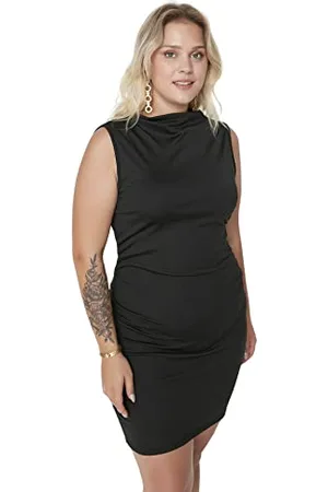 Trendyol Damen Mini Bodycon Slim Plus Size Dress Kleid, , X-Large