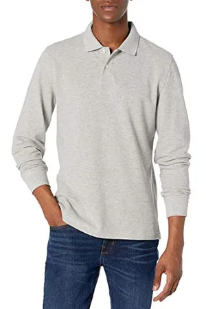 Amazon Herren Piqué-Poloshirt mit Langen Ärmeln in schmaler Passform, , L