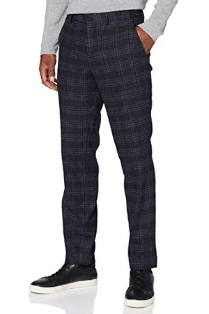 SELECTED Herren SLHSLIM-MYLOIVER Blue Check TRS B NOOS Hose, , 56