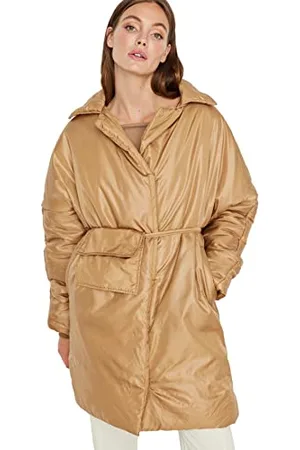 Trendyol Damen Oversize Puffer Plain Webstoff Winterjacke Coat, , s