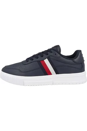Tommy Hilfiger Herren Cupsole Sneaker Supercup Leather Stripes Schuhe, Blau (Desert Sky), 40