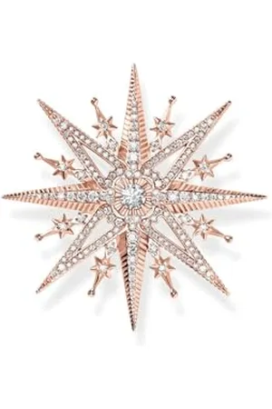 Thomas Sabo Damen Brosche Stern, mit weißen Zirkoniasteinen, 925er Sterlingsilber mit Roségoldveredelung, Maße: 46 x 46 mm, X0281-578-14