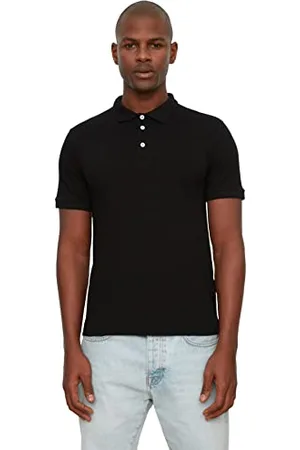 Trendyol Schwarze Männer Slim Fit Polo Kragen Kurzarm Polo,