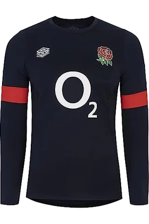 Umbro Herren England-Kontakt-Trainingstrikot Ls (O2) Jersey, Navy Blazer/Flame Scarlet, XXL