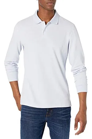 Amazon Herren Piqué-Poloshirt mit Langen Ärmeln in schmaler Passform, , S