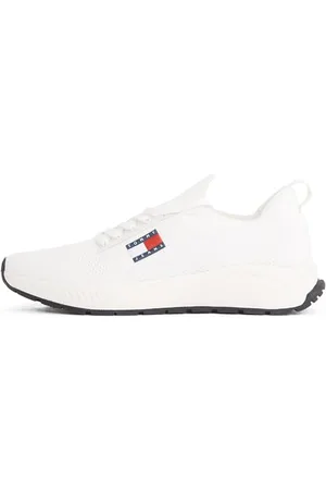 Tommy Hilfiger Herren Runner Sneaker Kntitted Low Top, Weiß (Ecru), 46