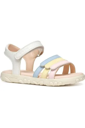 Geox J Haiti Girl Sandal, White/Multicolor, 27 EU