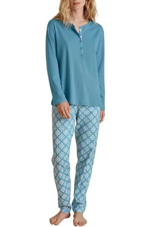 Calida Daylight Dreams Pyjama, lang Damen, aus 100% Baumwolle, atmungsaktiv und klimaregulierend