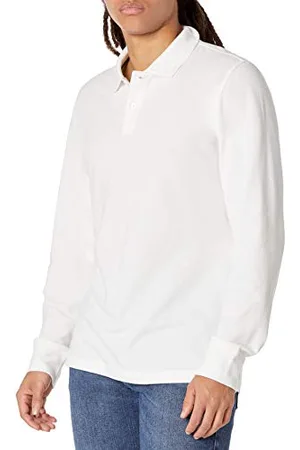 Amazon Herren Piqué-Poloshirt mit Langen Ärmeln in schmaler Passform, , L