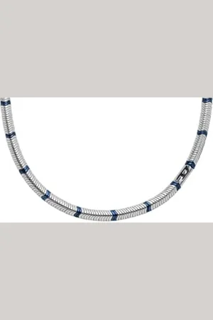 Diesel Herren D Logo Silberfarbene Edelstahl-Halskette, DX1576931