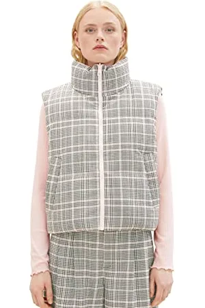 TOM TAILOR Damen 1037588 Puffer Weste mit Wendefunktion, 32456-rose Grey Check, L
