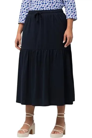Ulla Popken Damen Jersey Volant Rock, , 50-52