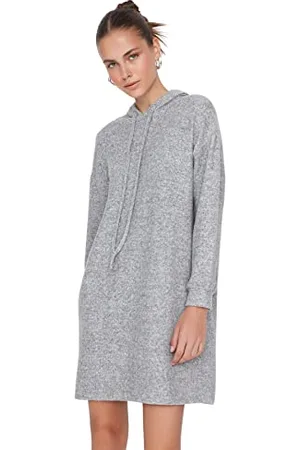 Trendyol Damen Hooded Yumoş Knitted Dress Kleid, , L EU